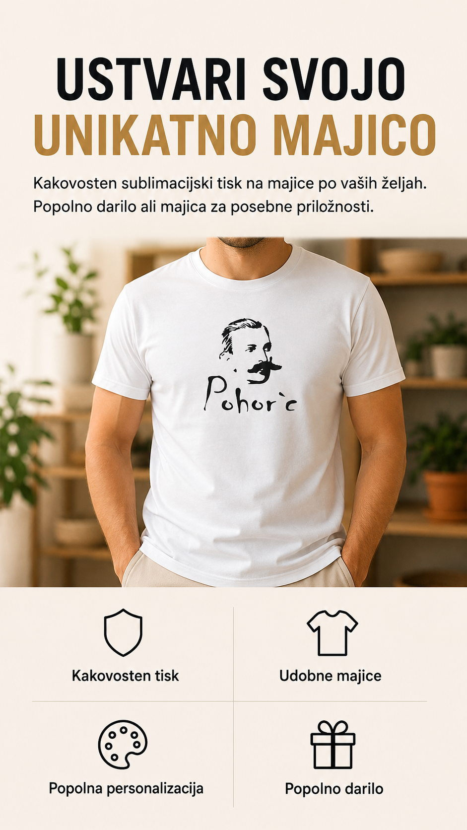 Personalizirana majica po naročilu s sublimacijskim tiskom Pohor'c